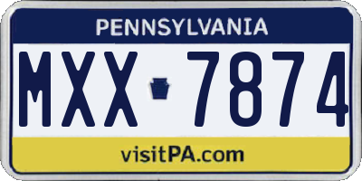PA license plate MXX7874