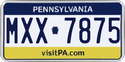 PA license plate MXX7875