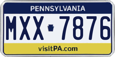PA license plate MXX7876