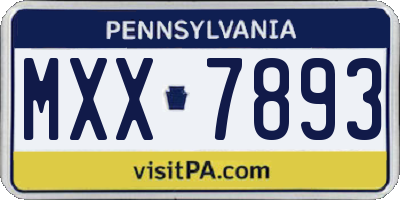 PA license plate MXX7893