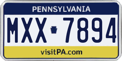 PA license plate MXX7894
