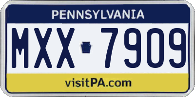 PA license plate MXX7909