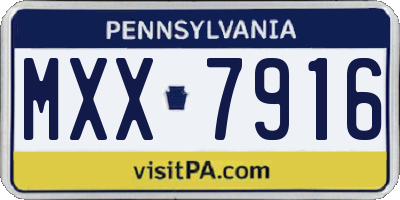 PA license plate MXX7916