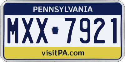 PA license plate MXX7921
