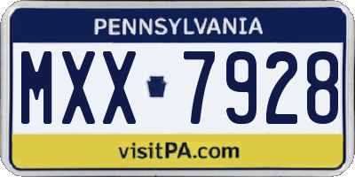 PA license plate MXX7928