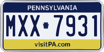 PA license plate MXX7931