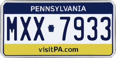 PA license plate MXX7933