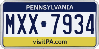 PA license plate MXX7934