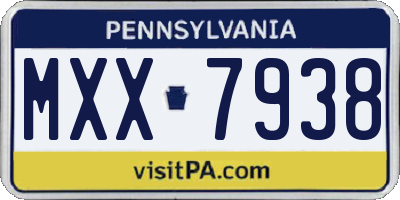 PA license plate MXX7938