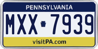 PA license plate MXX7939