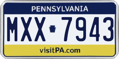 PA license plate MXX7943