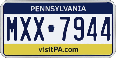 PA license plate MXX7944