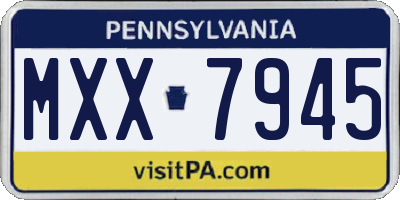 PA license plate MXX7945