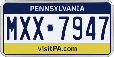 PA license plate MXX7947