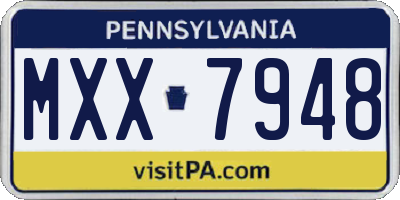 PA license plate MXX7948