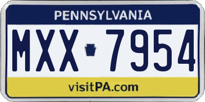 PA license plate MXX7954