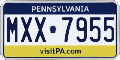 PA license plate MXX7955