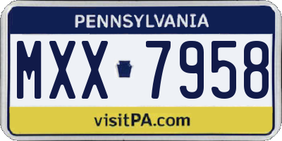 PA license plate MXX7958
