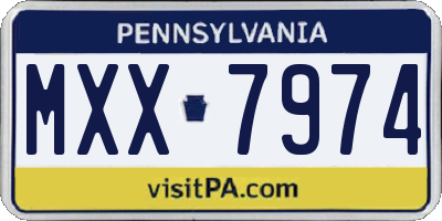 PA license plate MXX7974