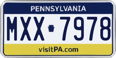 PA license plate MXX7978
