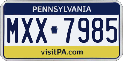 PA license plate MXX7985