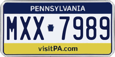 PA license plate MXX7989