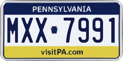 PA license plate MXX7991