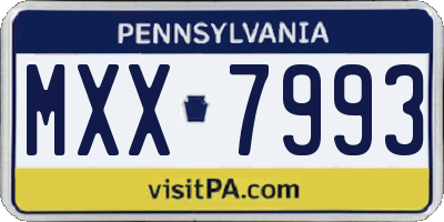 PA license plate MXX7993