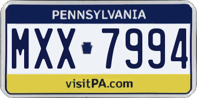 PA license plate MXX7994
