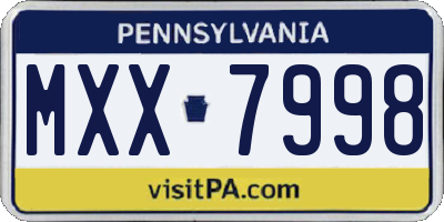 PA license plate MXX7998