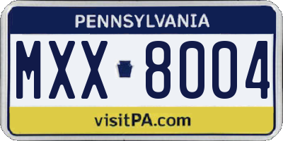 PA license plate MXX8004