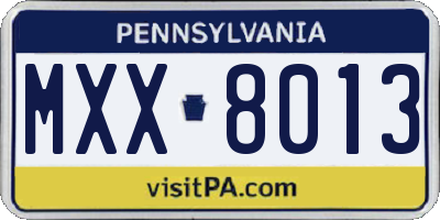 PA license plate MXX8013