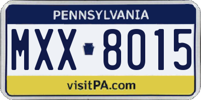 PA license plate MXX8015
