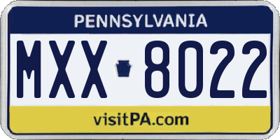 PA license plate MXX8022