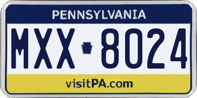 PA license plate MXX8024