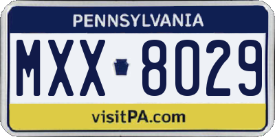 PA license plate MXX8029