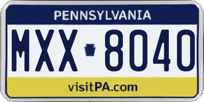 PA license plate MXX8040