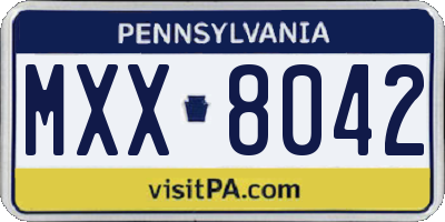PA license plate MXX8042