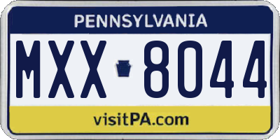 PA license plate MXX8044