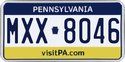 PA license plate MXX8046