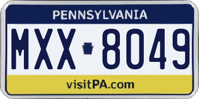 PA license plate MXX8049