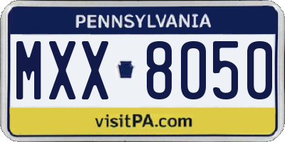PA license plate MXX8050