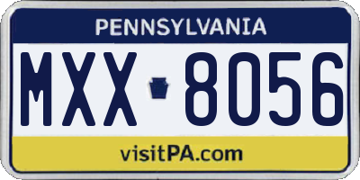PA license plate MXX8056