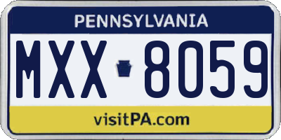 PA license plate MXX8059