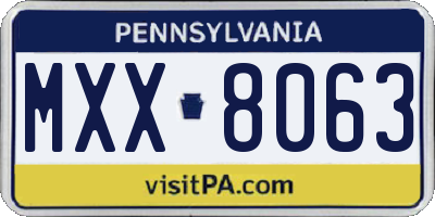 PA license plate MXX8063