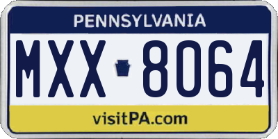PA license plate MXX8064