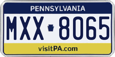 PA license plate MXX8065