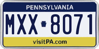 PA license plate MXX8071