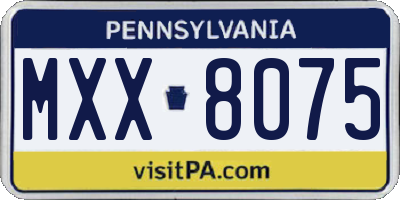 PA license plate MXX8075