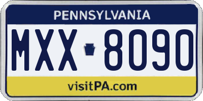 PA license plate MXX8090